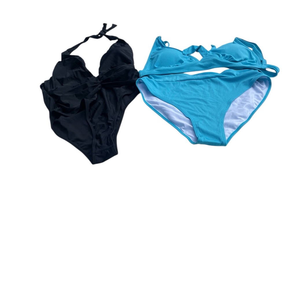 SHEIN Black and Blue One Piece Swimsuit